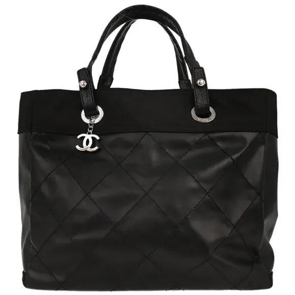 Chanel Coated Canvas Biarritz Quilted Tote Black - Picture 1 of 4